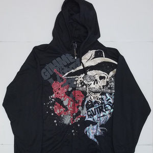 AVIREX Hoodie Sweatshirt Sz XXL Black Skull